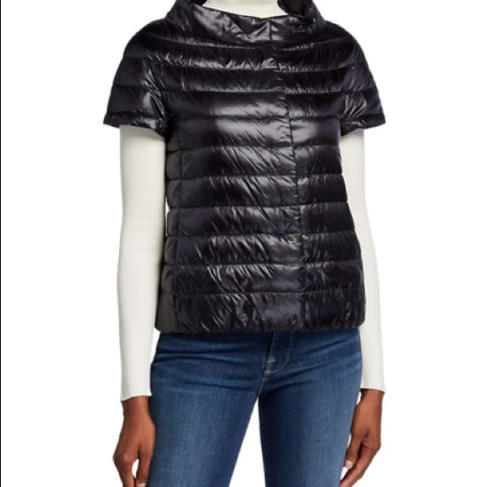HERNO ‘Kayla’ Short Sleeve Snap Front Puffer Jacket: NWT